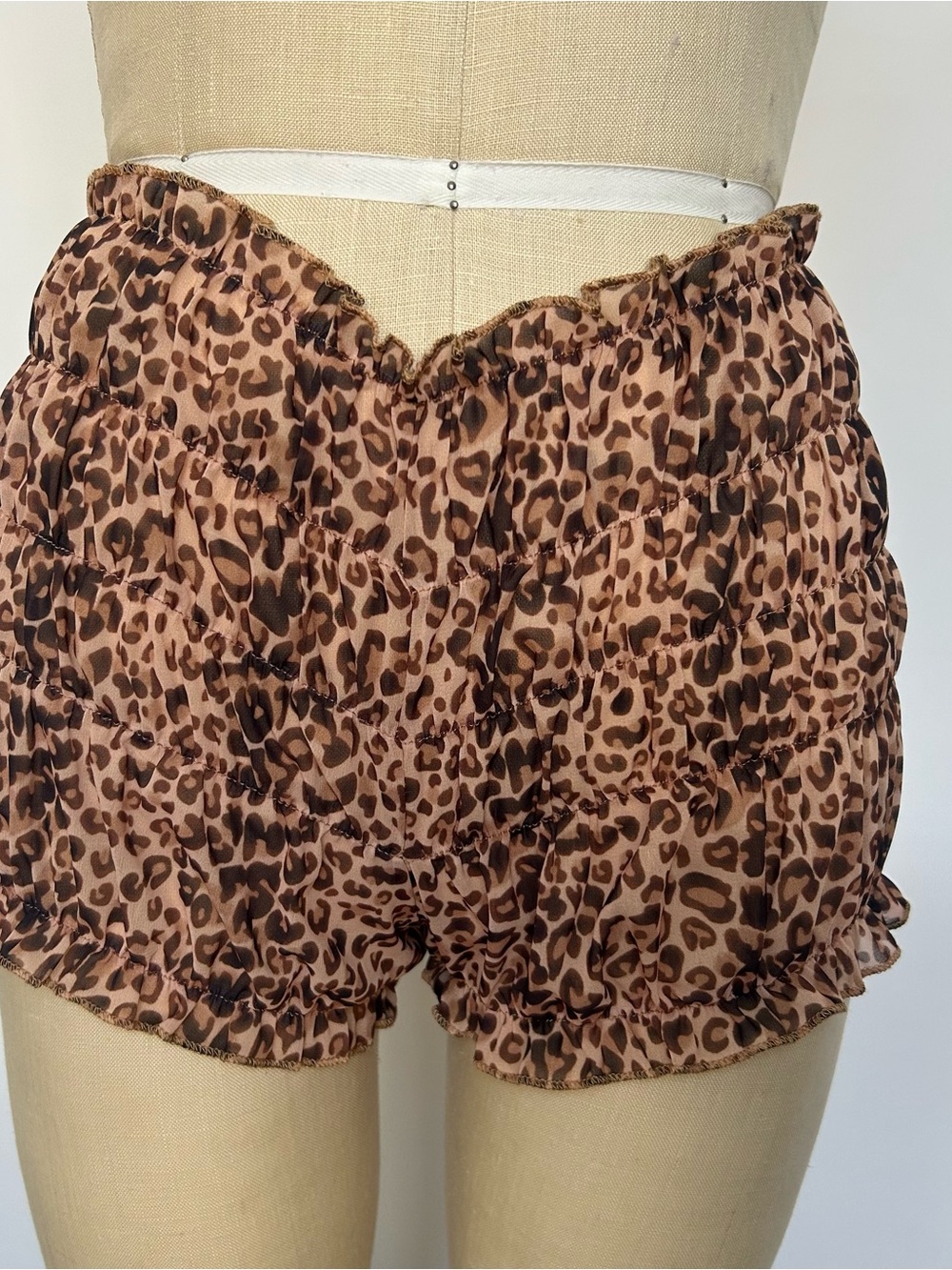 Leopard Print Ruffled Women’s Shorts